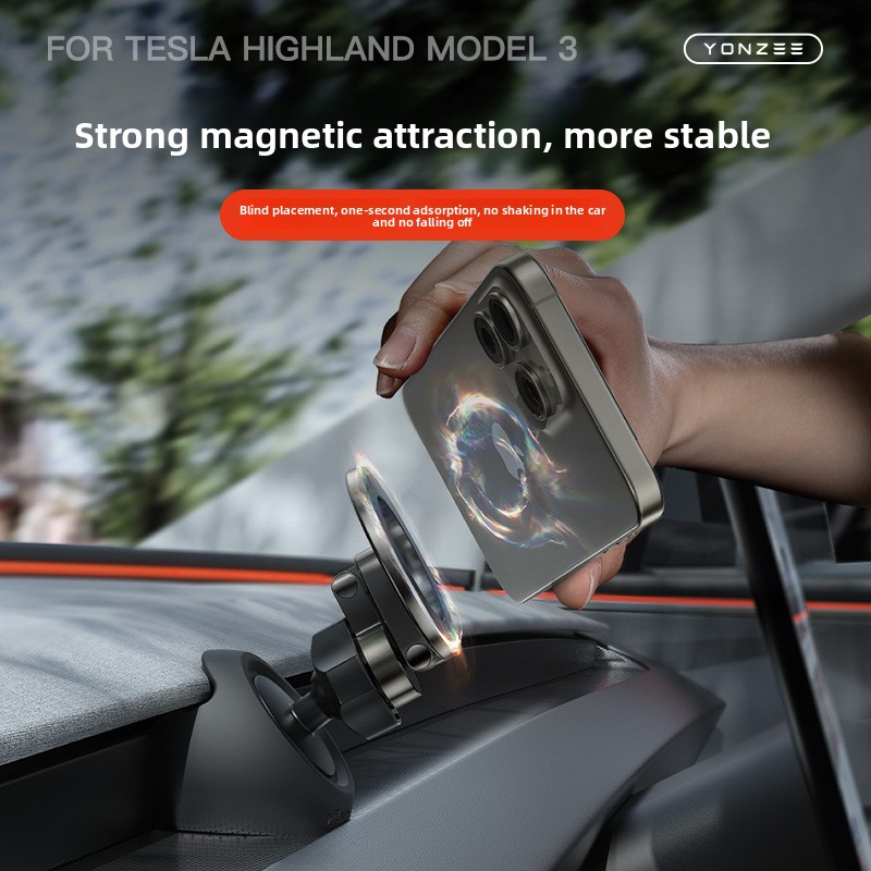 2025 Upgraded Tesla Model 3/Y Phone Holder Hidden Design Anti-Shake Navigation Bracket Silent Car Accessories for Model 3/Y