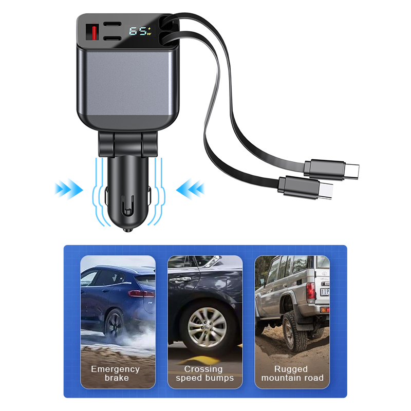 STW 6 In 1 Multi-functional 4 Port Smart 120w Dc Fast Car Phone Charger For Cars Adapter