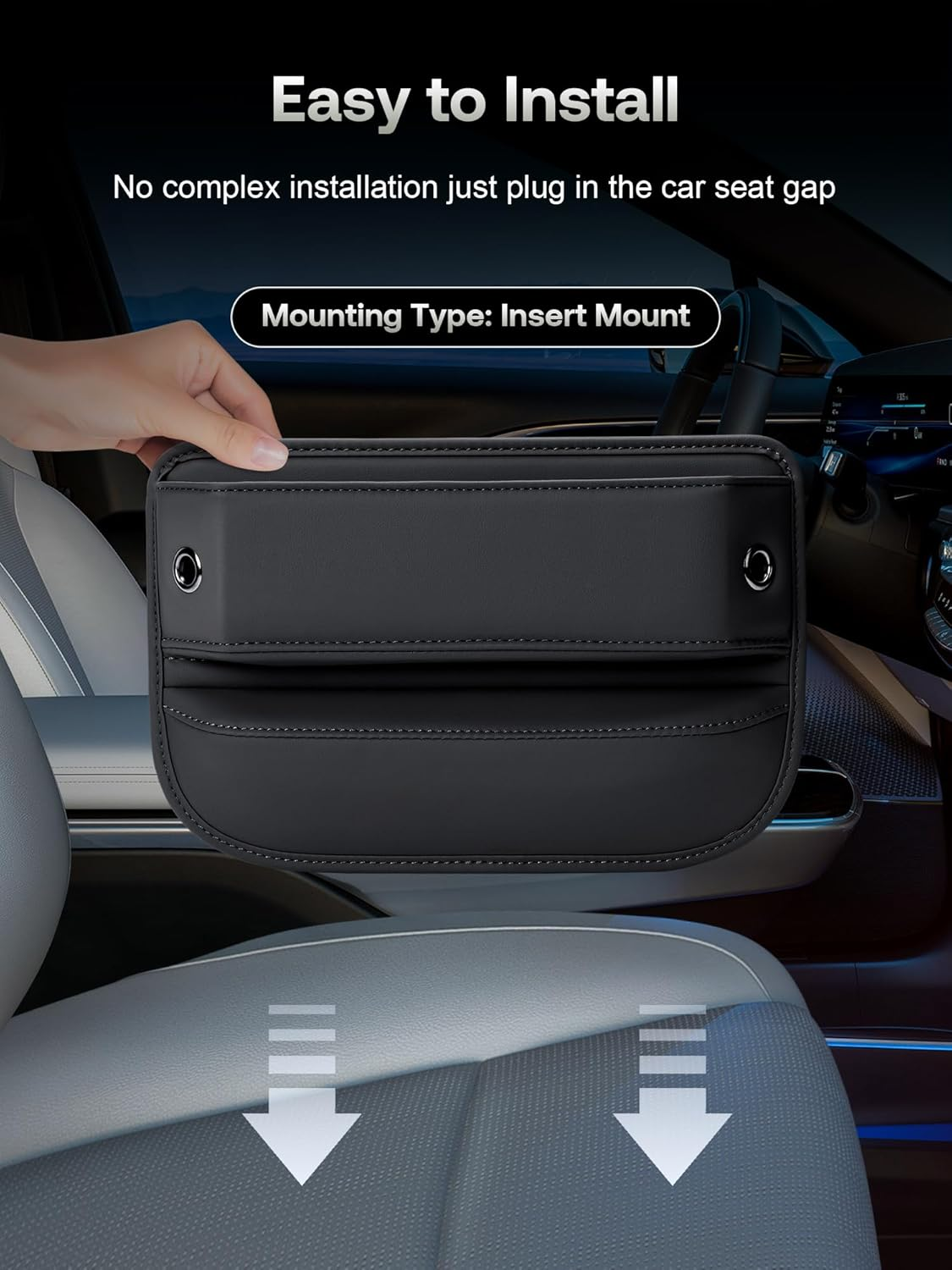 Customized Premium Leather Car Seat Gap Filler Car Organizer Car Accessories for Women Men SUV Truck