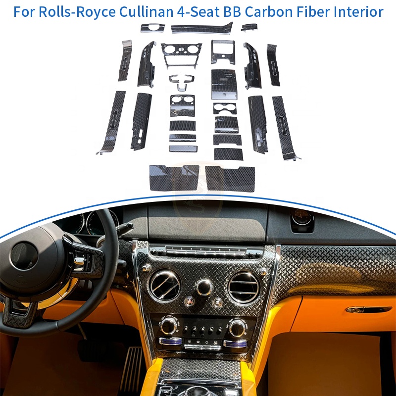 Luxury Upgrade Black-B Car Interior Trims Replacement Kit for Rolls Royce Cullinan SUV Center Console Dashboard Door Sill Plates