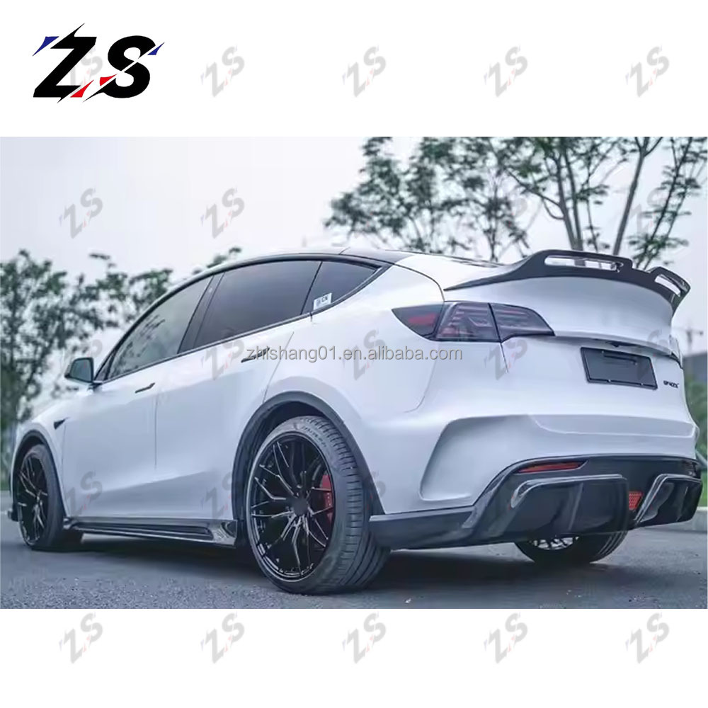 ZS for Tesla Model Y Real Carbon Fiber CMST Style Rear Wing Rear Spoiler Carbon Fiber Wing tesla Model Y Accessories
