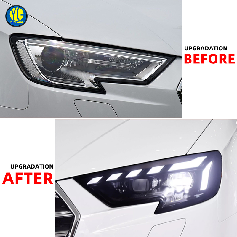 YU GUANG for Audi A3 8v Headlights Car Light Systems 2017 2020 Car Accessories LED Head Light Upgraded Head Lamp DRL Front Light