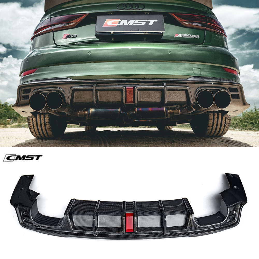 For Audi A3 S3 8V.5 2017-2019 Rear Bumper Lip Diffuser Carbon Fiber Car Body Kits Auto Parts Modification Accessories CMST Style