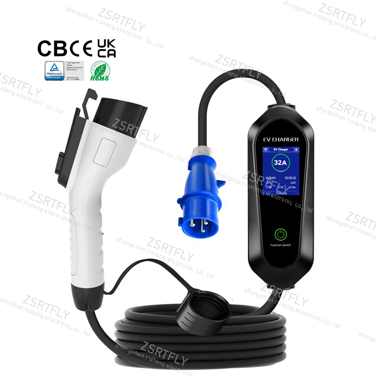 APP 32A Electric Car Mobile Charger Adjustable Current 6 To 32A 21ft Cable| Home Portable Charger For Type 1