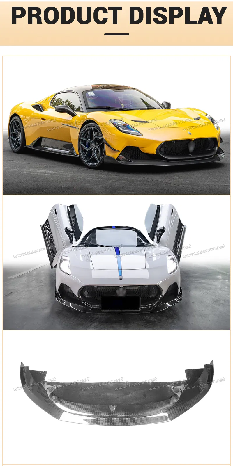 Od Style Dry Carbon Front Lip for Maserati Mc20 2020+ Front Bumper Lip Spoiler Splitter