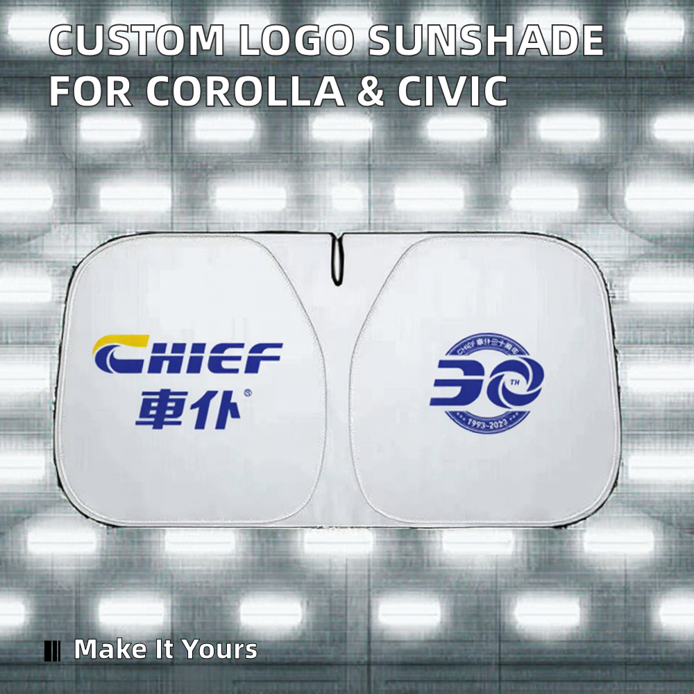 Custom Logo Luxury Nylon Portable Foldable Car Interior Sunshade for Camry Corolla Civic Accord Ford Nissan Tesla Front