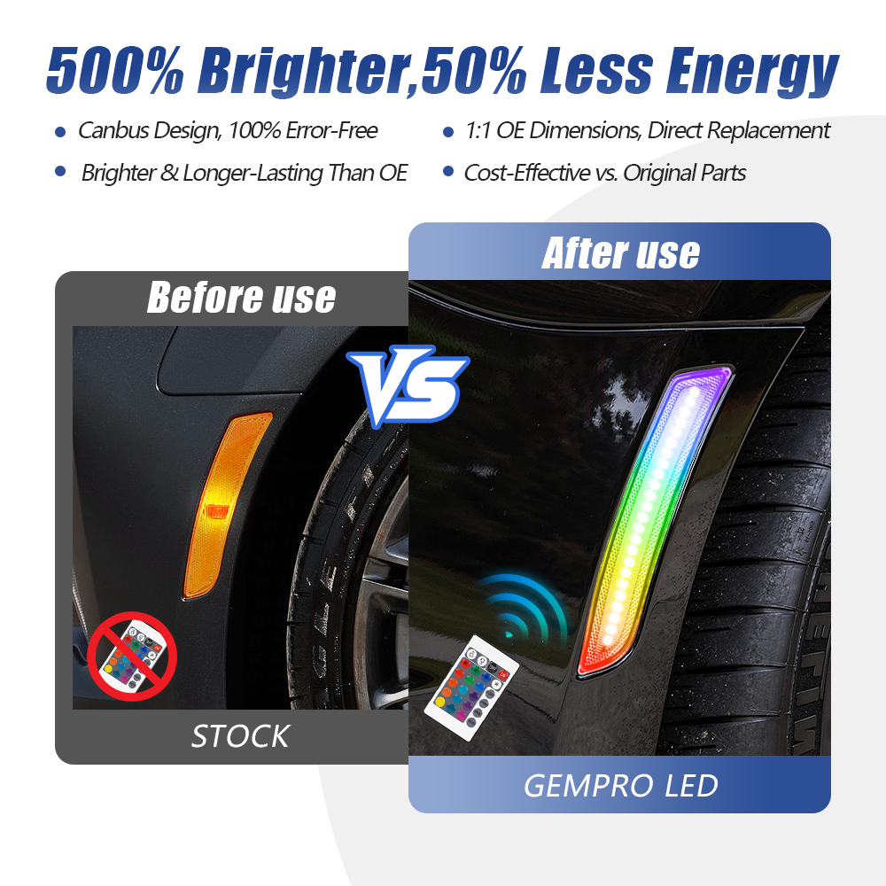 Wholesale Car LED Side Marker Width Position RGB Light for Chevrolet Camaro for Cadillac CTS/ATS Bumper Fender Accessories