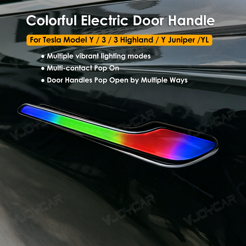 Wireless Auto Present Door Handle Exterior Accessories for Tesla Model 3 Y 2021 2023 2026 RGB Opening Welcome Light