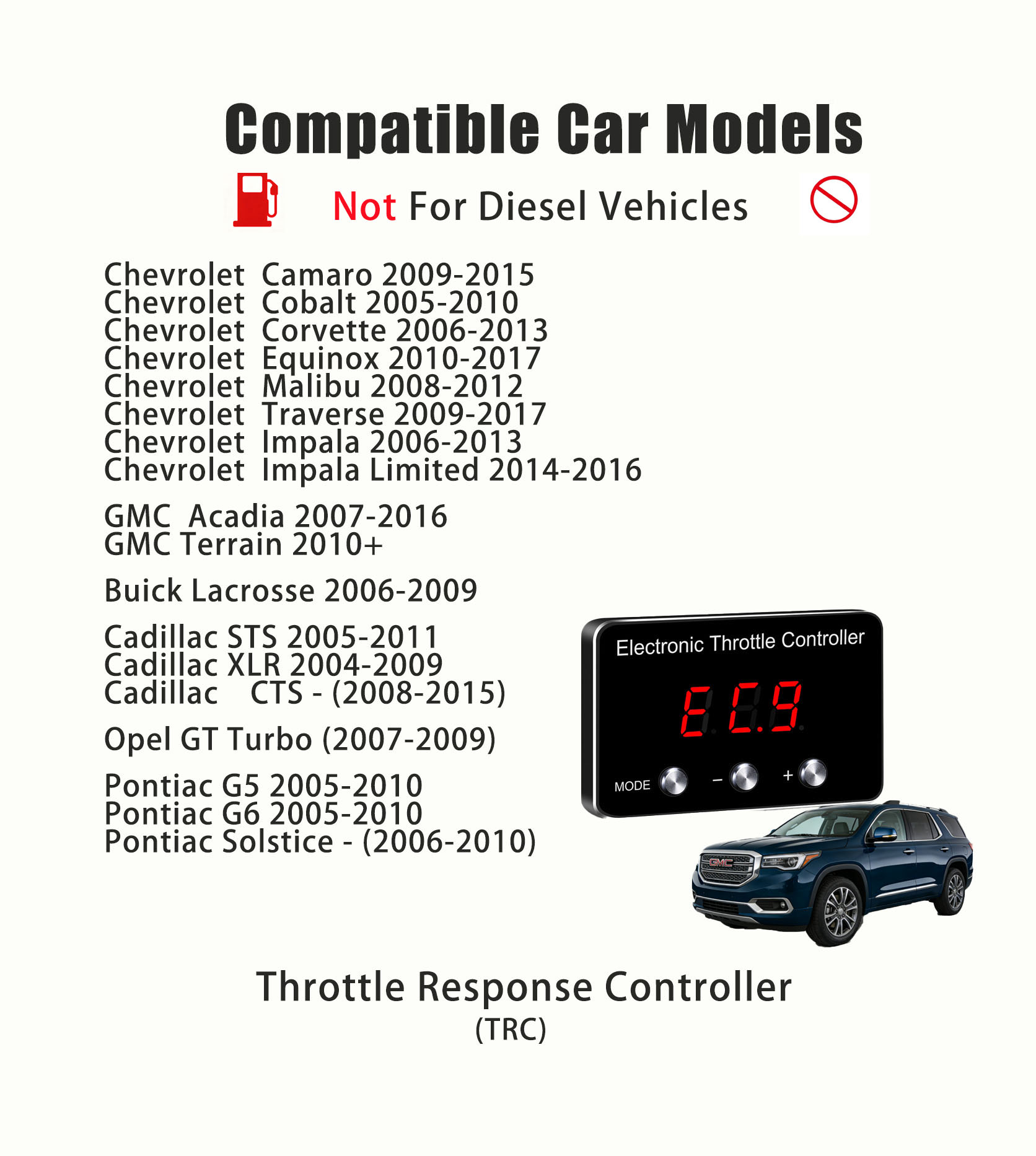 Electronic Throttle Response Controller 9 Drive Fit for GMC Accelerator Pedal Controller for Chevrolet / Cadillac / Opel Vehicle