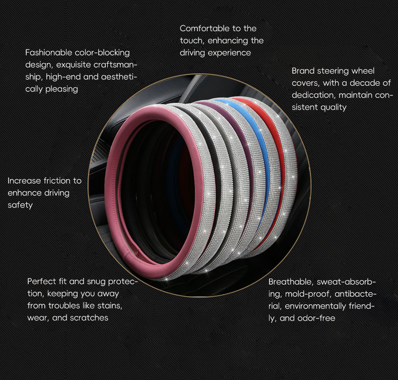 Reliable Crafted Leather Car Steering Wheel Cover Pressure Relief Car Steering Wheel Cover for Automobile Accessories