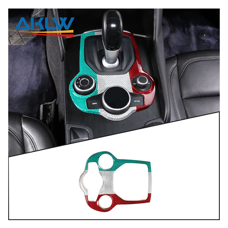Real Carbon Fiber Gear Panel Decorative Protective Frame Interior Accessories for Alfa Romeo Giulia / Stelvio 2017-2019