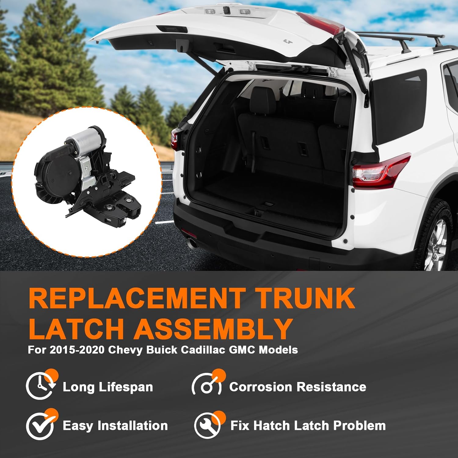 Rear Back Hatch Trunk Latch Assembly Tailgate Lock Actuator 13527320 13519125 13509598, 13537955, 13542450, 13592746, DLA1565