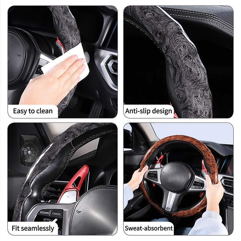 Car Steering Wheel Cover Four Seasons Non-Slip Steering Cover Universal Steering Wheel Accessories for SUV RUV Vehicle