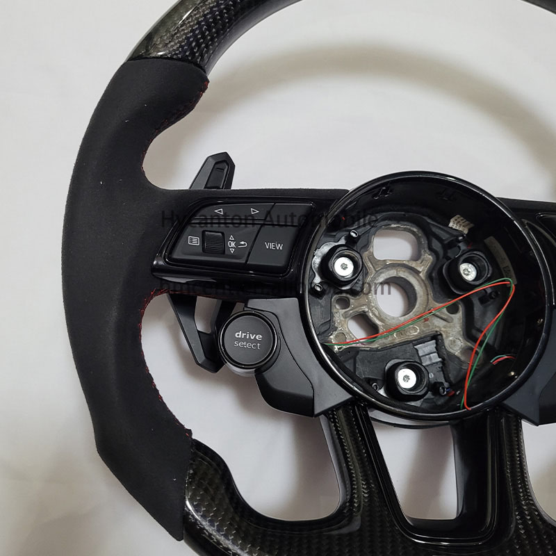 Car Interior Accessories Carbon Fiber with Start Button Steering Wheel Fit for Audi R8 Car Steering Wheel
