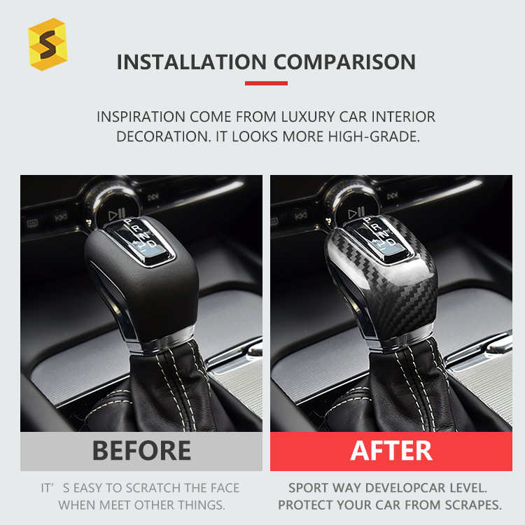 ES N-WEW-128 Car Interior Accessories Real Carbon Fiber Shift Knob for Volvo S60 S90 XC60 XC90 V60 V90