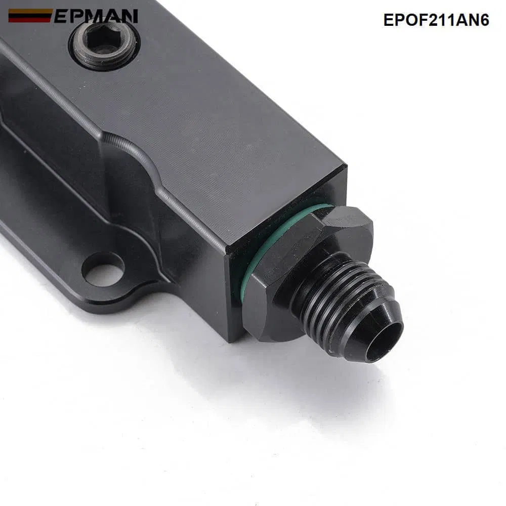 Epman Performance Universal Inline An6 Fuel Filter Billet Aluminium Black 1/8 NPT Port Epof211an6
