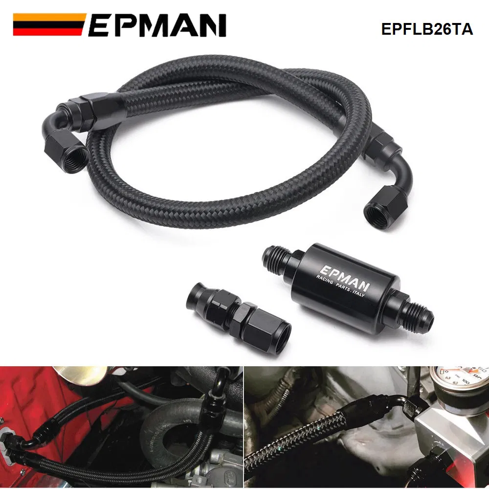 Epman Tucked Fuel Line Fittings Kit - Inline Filter W/ 60mm Fuel Hose for Honda Civic Integra B/D Series An6 Filter Eg Ek DC2 Crx Ef Epflb26ta