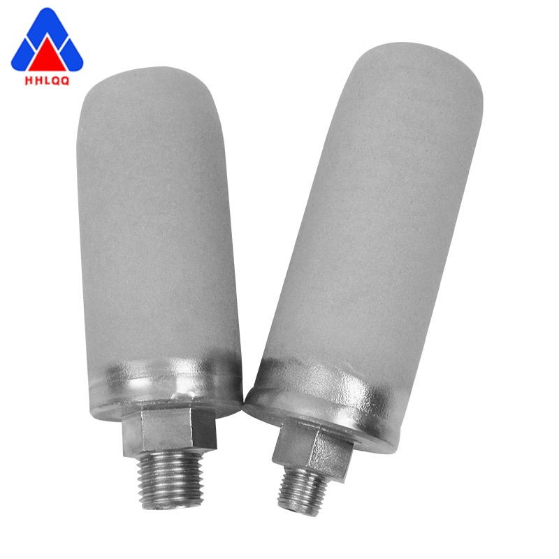 Huahang High Efficiency Titanium powder sintered filter element External thread interface titanium powder sintered filter cylinder for oil gas filtration