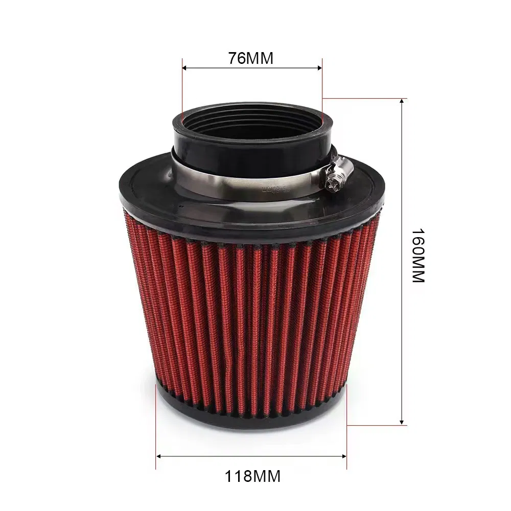 Car Short Long High Flow Racing Performance Tapered Sport Airfilter Universal 102mm 76mm 3inch Cone Intake Air Filter