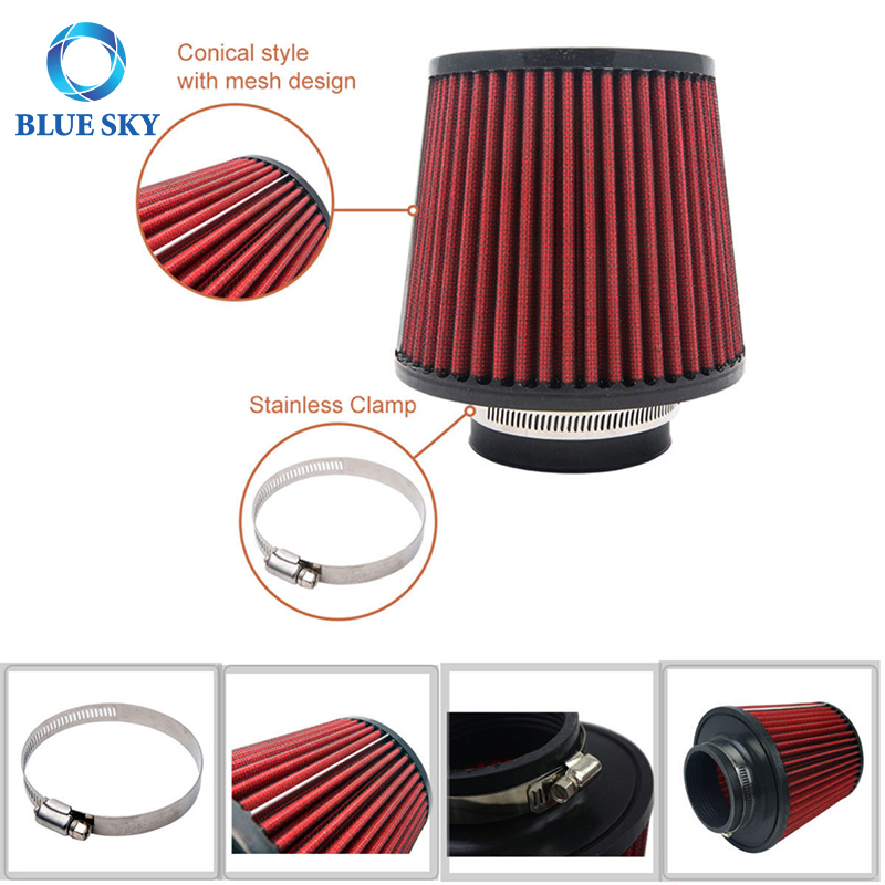 High Flow Racing Performance Short Long Tapered Airfilter Universal 76mm 102mm 3inch Cone Intake Air Filter for Kn