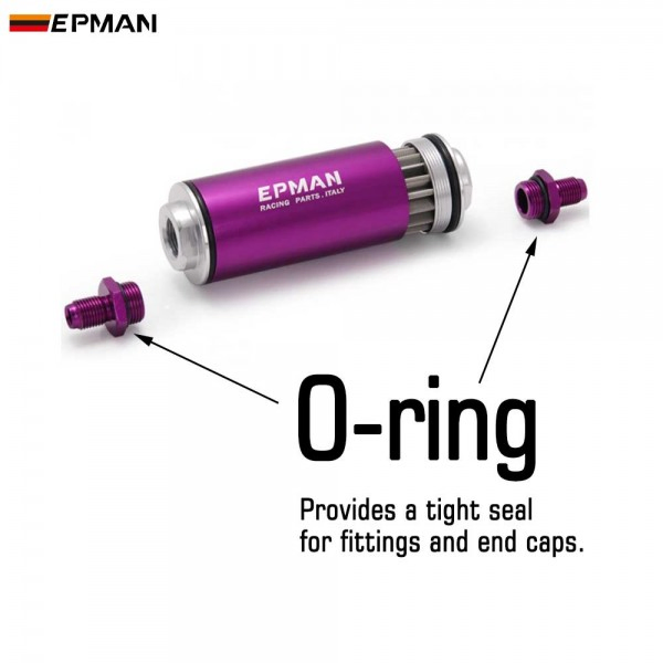 Epman Inline Fuel Filter 100 Micron 6an 8an 10an Adapter Od: 8.6mm Fittings Filter Universal