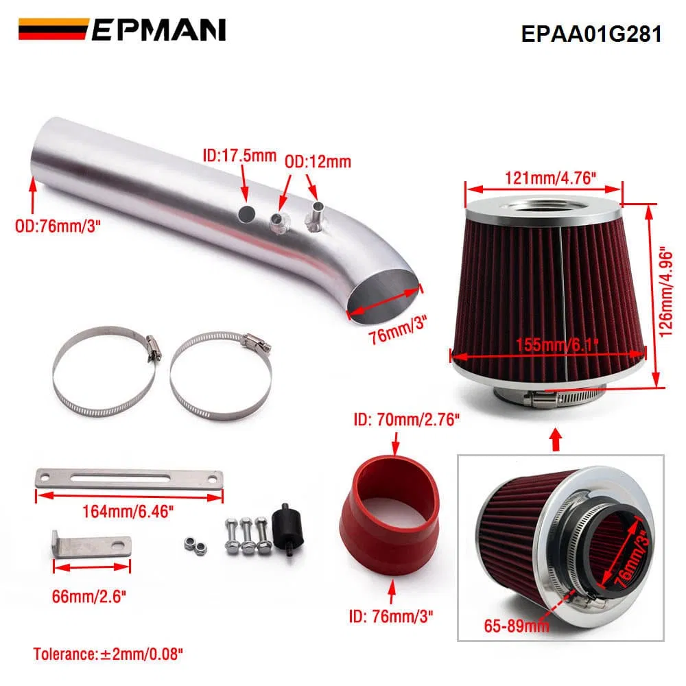 Epman Cold Air Kits &amp; Air Filters High Performance for Honda Civic Ek J Hx Ex 1.6L L4 96-98 Intake and Induction System Epaa01g281