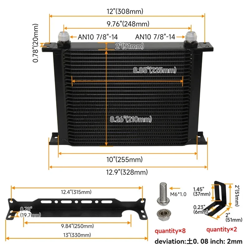 Engine Oil Cooler High Performance 28 Row Oil Cooler Universal 80 C Thermostat Adapter 3/4X16unf and M20X1.5 +7" Electric Fanblack/Silver