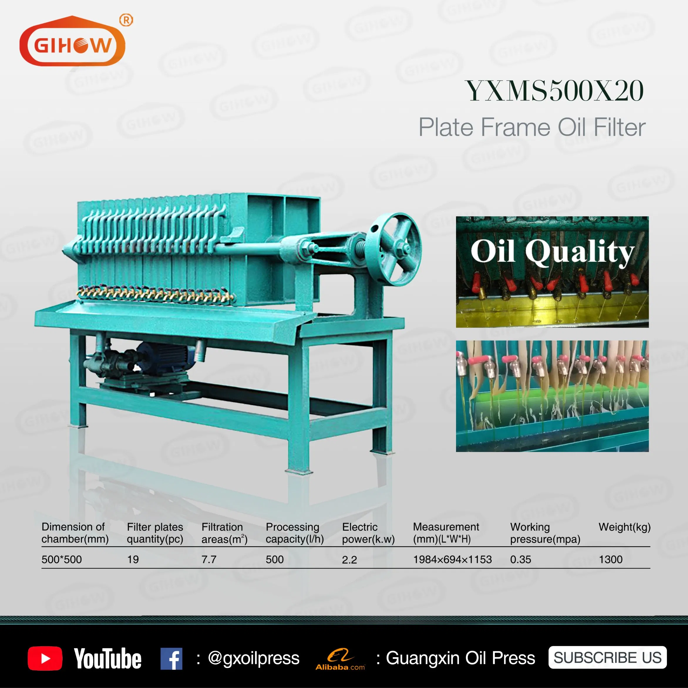 Flax Seed Oil Plate Frame Oil Filter High Efficiency