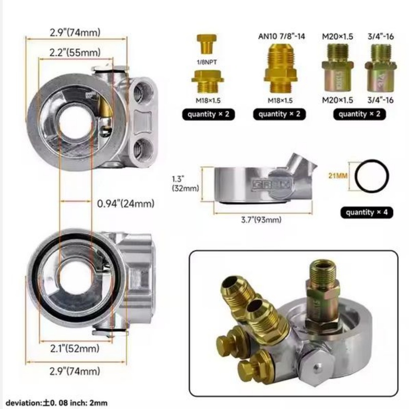 High Performance 28 Row Oil Cooler Universal 80 C Thermostat Adapter 3/4X16unf and M20X1.5 +7'' Electric Fan Black/Silver