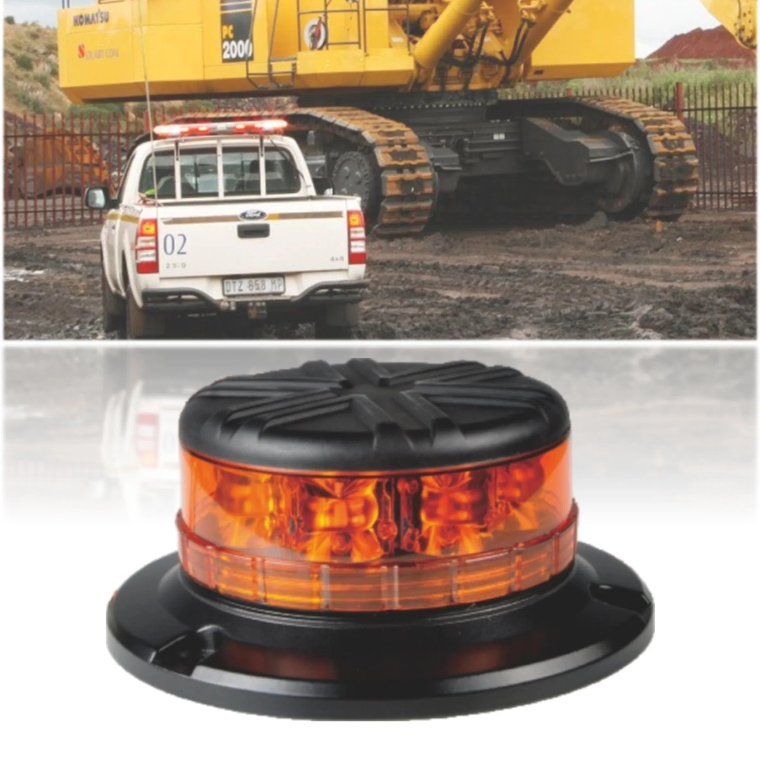 Flexible DIN Base Amber Rotating LED Emergency Beacon Light for Car Accessory