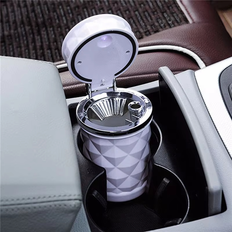 Luxury Car Ashtray with LED Light Cigarette Smoke Travel Remover Ash Cylinder Car Smokeless Smoke Cup Holder Auto Accessories