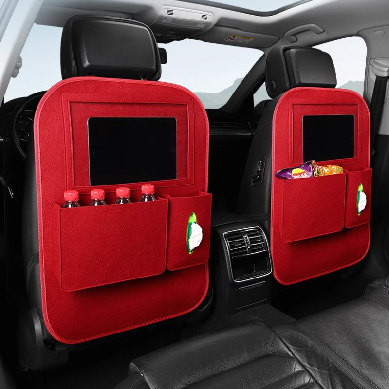 Versatile Car Travel Accessories: Multi-Pocket Felt Backseat Car Organizer with Tablet Holder