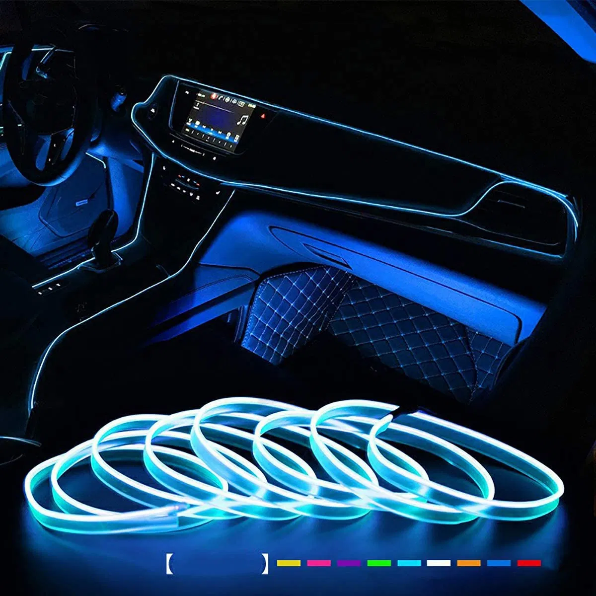 5m Car Interior Accessories Atmosphere Lamp EL Cold Light Line with USB DIY Decorative Dash Board Console Auto LED Ambient Light