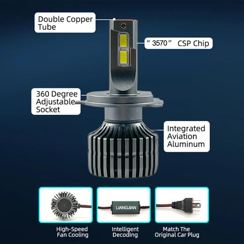 Universal V60 Car Accessories Canbus 120W 6000K Vehicle Driving LED Front Lamp Bulb