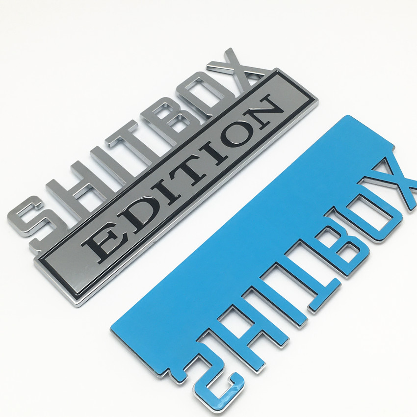Shitbox Edition Emblem Fit for Silverado Camaro Emblem Fender Badge Decal Sticker Logo Car Accessories Car Parts Decoration ABS Plastic Big Size
