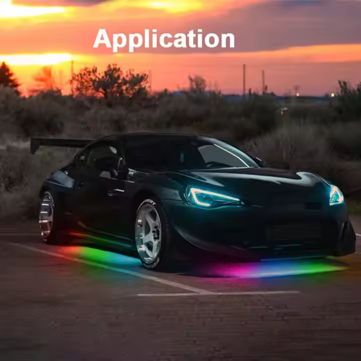 3 Years Warranty RGB+IC Car Underglow Light Strip Kit Exterior Lighting Accessories IP68 Waterproof Under Glow Light for Car
