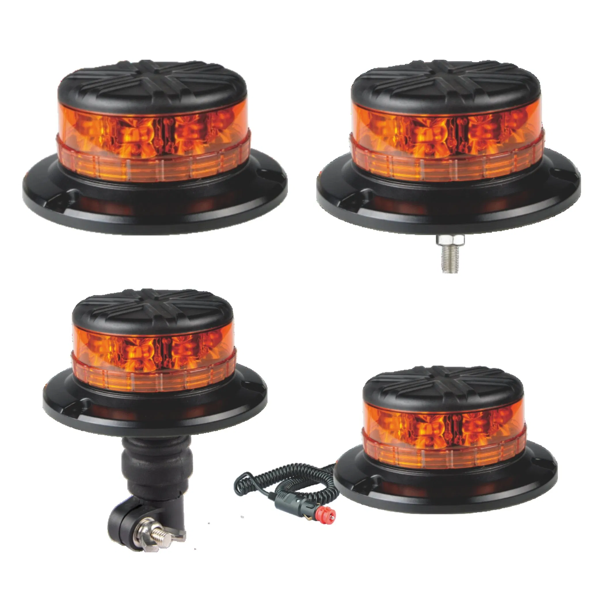 Flexible DIN Base Amber Rotating LED Emergency Beacon Light for Car Accessory