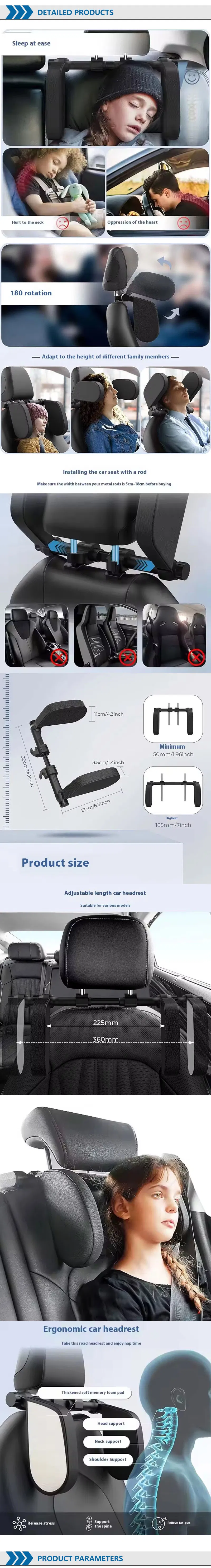 Adjustable Travel Headrest Detail