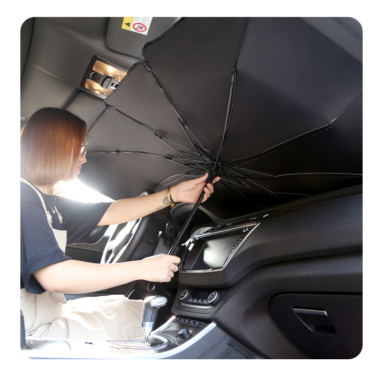 Car Interior Accessories Front Windshield Parking Sunshade, Silver UV Sun Visor Car Shade Umbrella