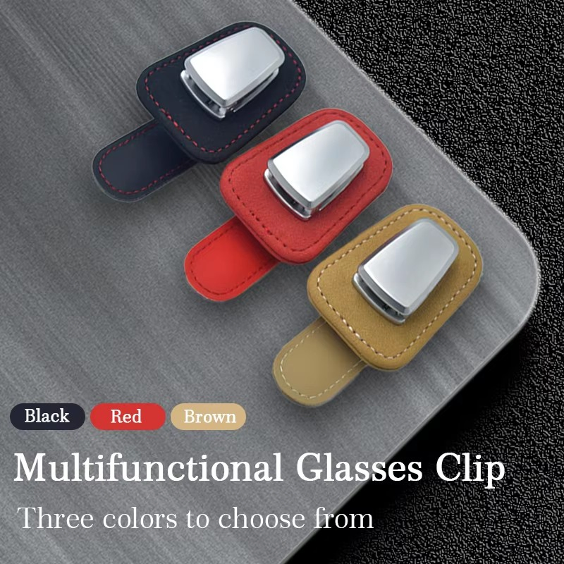 Custom Logo Suede Car Sun Visor Sunglasses Holder Eyeglass Glasses Storage Clip Auto Accessories