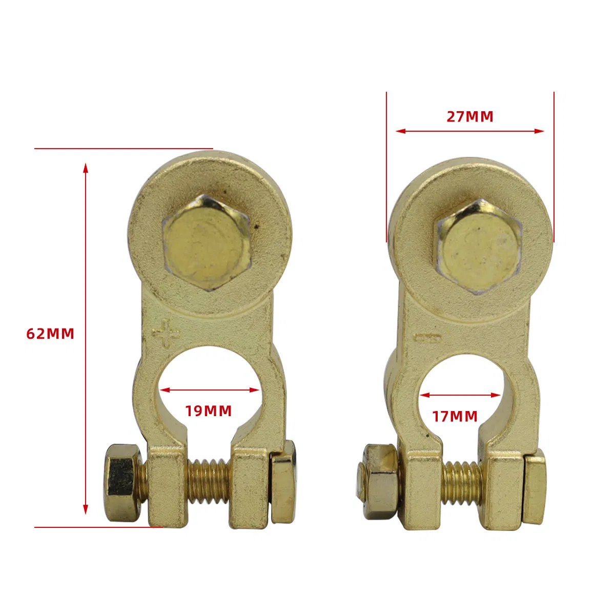 Heavy Duty Universal RoHS/Reach Vehicle Auto Parts/Car Accessories H62 Brass Electrical Metal Clip Battery Terminal Clamp for Electric Cable Storage Batteries