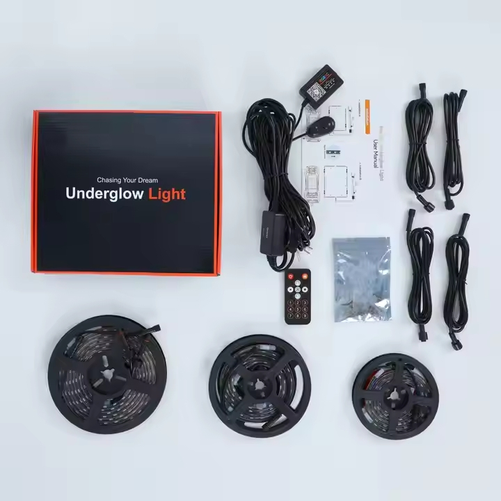 3 Years Warranty RGB+IC Car Underglow Light Strip Kit Exterior Lighting Accessories IP68 Waterproof Under Glow Light for Car