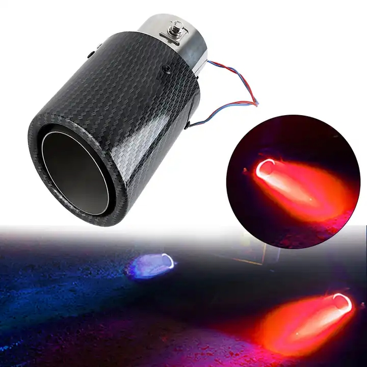 Carbon Fiber Car Exterior Accessories Muffler Tail Tips Car LED Exhaust Tail Pipe Ambient Litht