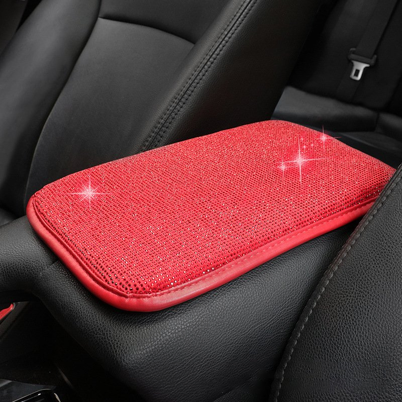 Auto Center Console Pad Rhinestone Bling Car Armrest Seat Box Cover Protector Universal Fit Diamond Car Decor Accessories