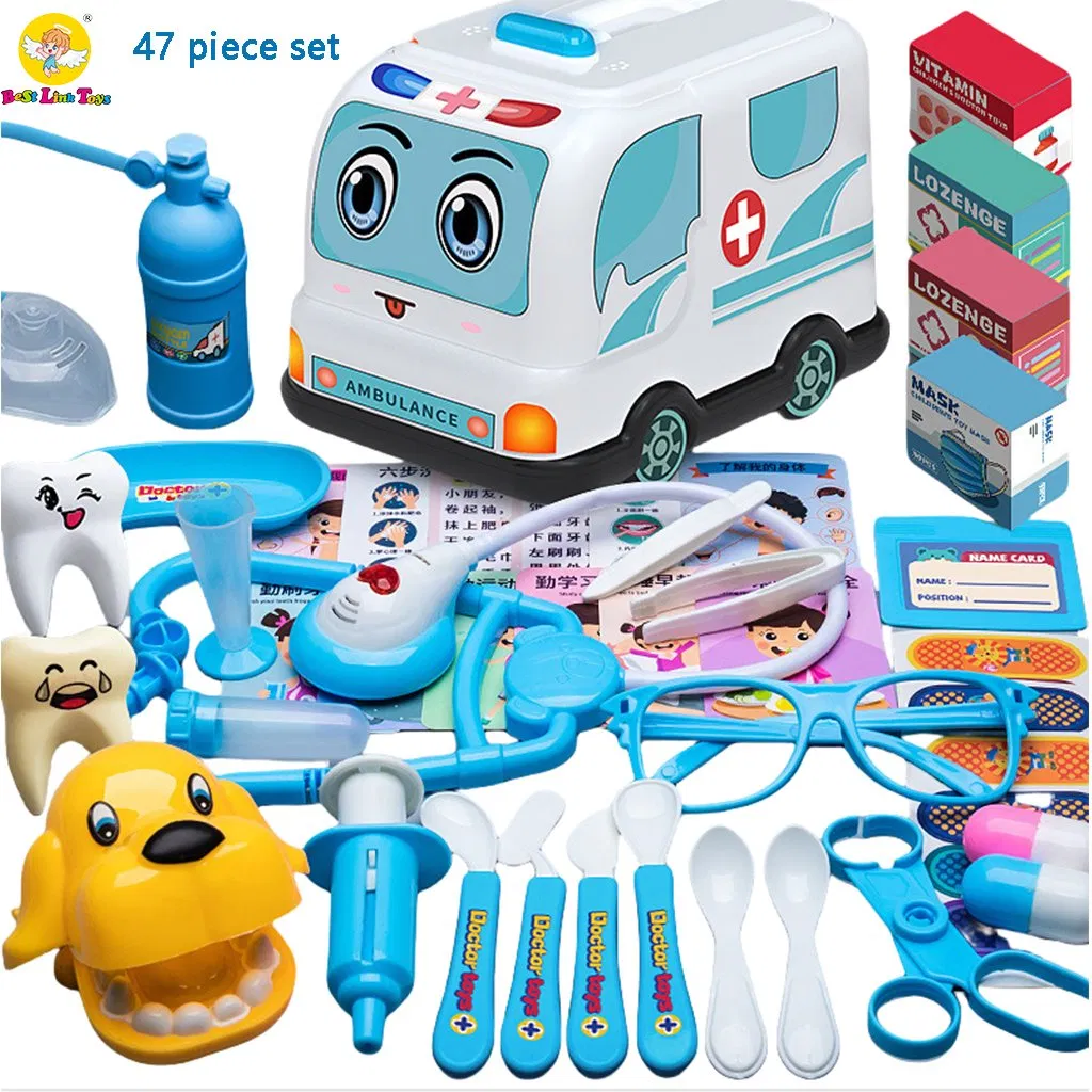 Kids Funny Role Play Pet Care Medical Tool Car Toy Set Doctor Game with Rich Accessories