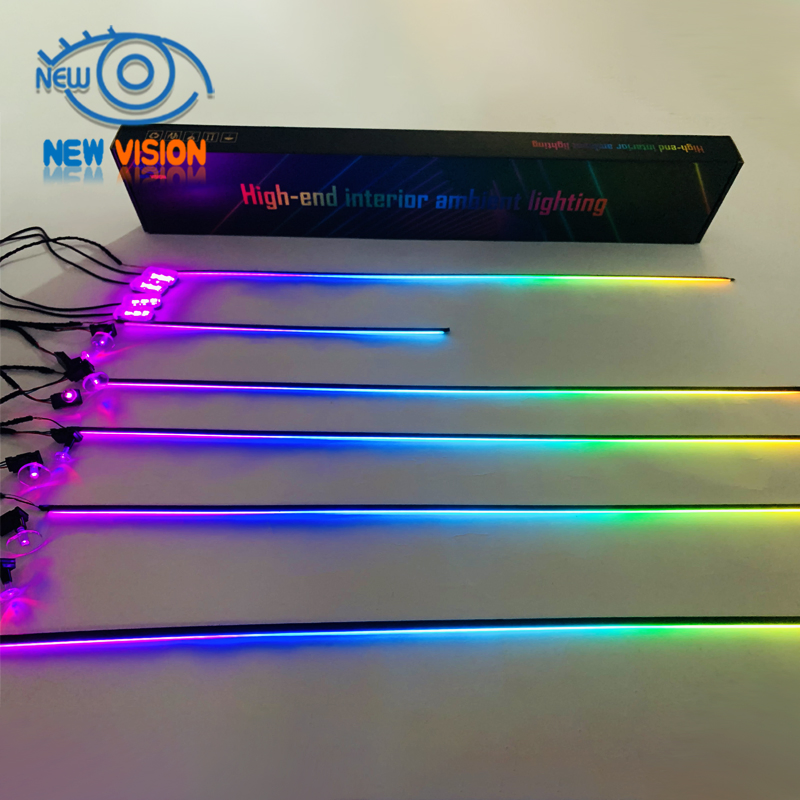 18 In1music Streamer Ambient Lighting Car Interior Accessories Dual Zone RGB 64 Neon LED Acrylic Strip Car Decor Atmosphere Lamp