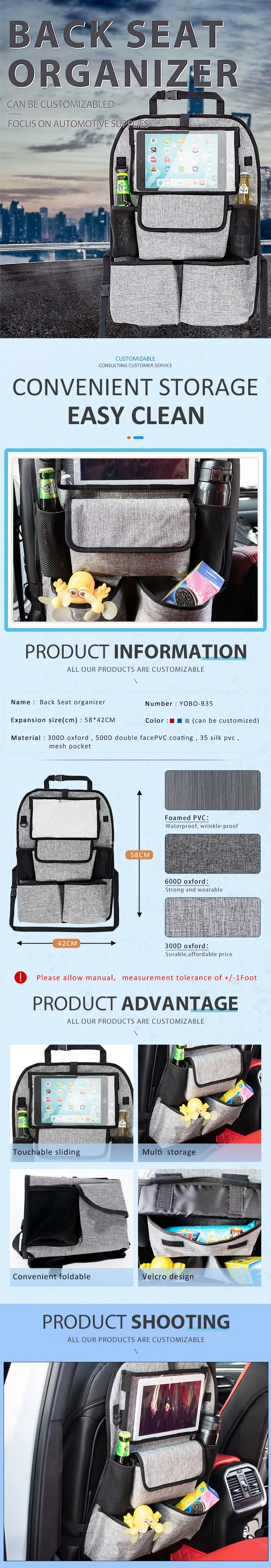 Durable Car Accessory Waterproof Back Seat Organizer