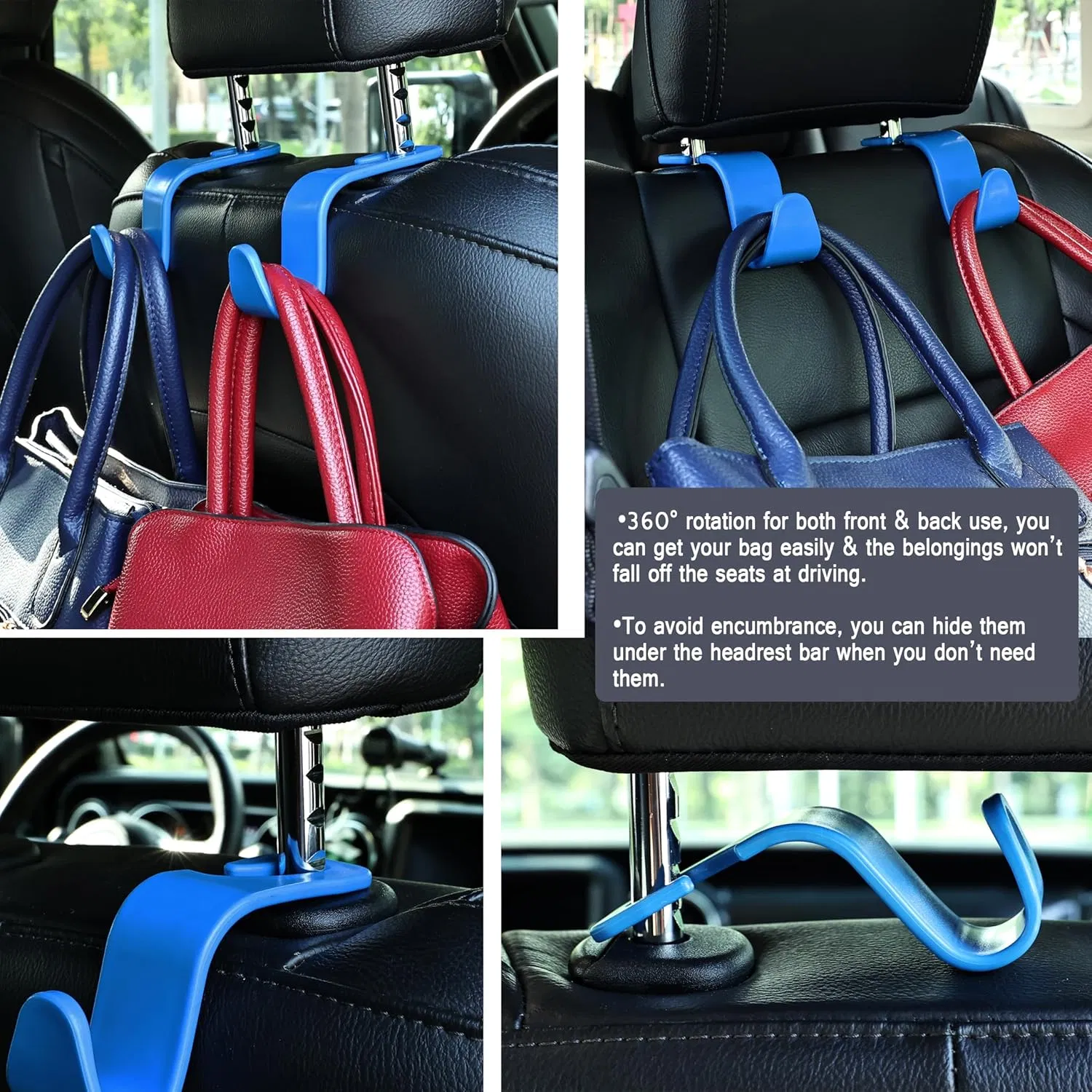 4PCS Car Rear Seat Hook Multi-Function Storage Ornaments Car Interior Accessories