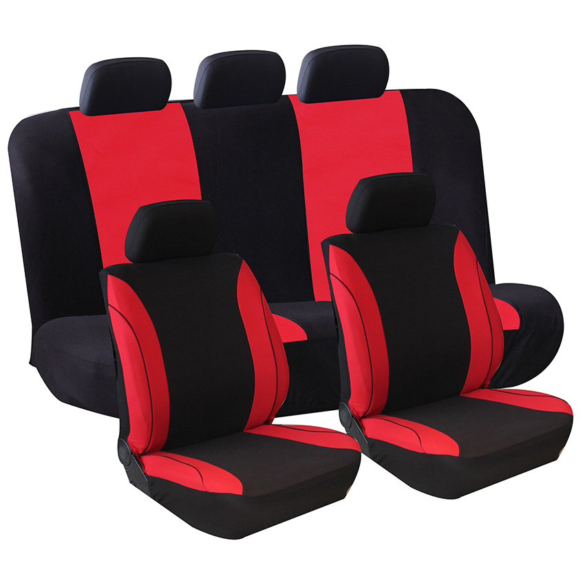Universal Fashionable 9 PCS Full Set Car Seat Cover in Embroidered Sandwich Leather Fabric Washable Car Interior Accessories