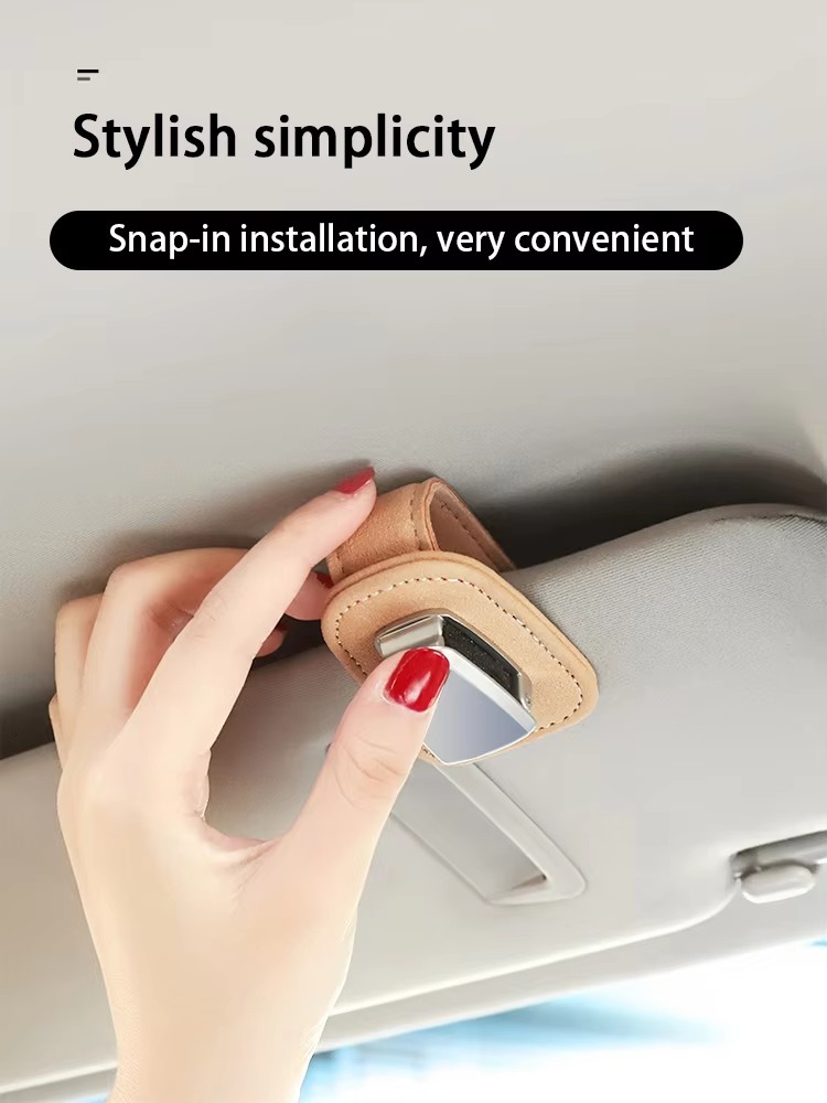 Custom Logo Suede Car Sun Visor Sunglasses Holder Eyeglass Glasses Storage Clip Auto Accessories